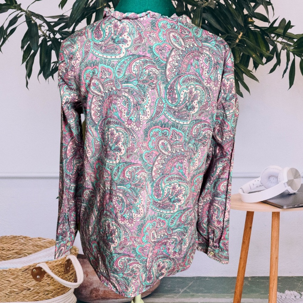 Talbots Paisley Ruffle Blouse - Picture 3 of 3